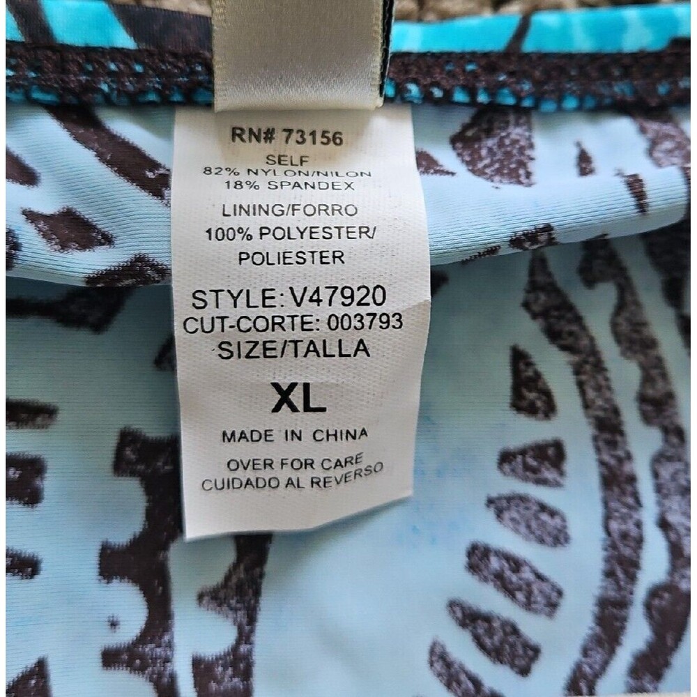 NWT 24th & Ocean Turquoise Brown Mid Waist Skirted Hipster Bikini Swim Bottom XL - Picture 5 of 10